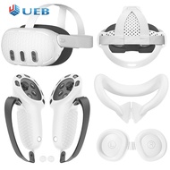 ชุดเคสป้องกัน VR 6ชิ้นฝาครอบผ้าคลุมหน้าอุปกรณ์ป้องกันเลนส์จอยสติ๊กสำหรับ Meta Quest 3สำหรับ Oculus Q