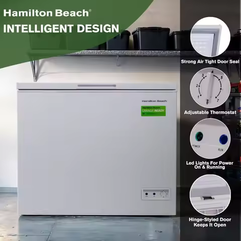 Beach HBFRF700-WHITE-COM, Chest Deep Freezer, 7 Cu. Ft. Capacity, Adjustable Thermostat-Removable Vi