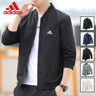 Adidas Men's Stand Collar Jacket hitam jaket Lelaki Jacket Windproof Motor Clothing Jacket for sale