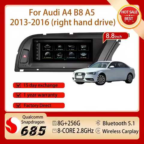 8.8'' Right Hand Drive Snapdragon 680 Android 14 Car Radio Multimedia GPS Carplay BT Split Screen Fo