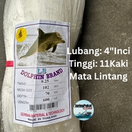 025MM X 102MM (4 Inci") X 70MD X 600ML Pukat Jaring Ikan / Mata Lintang / Warna Putih / Isi Kosong /