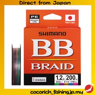 SHIMANO BB Braid PE Fishing Line LD-M64Y Multi-Color, PE 1.2, 200m, 20lb (9.1kg), 10m x 5 Colors  【D