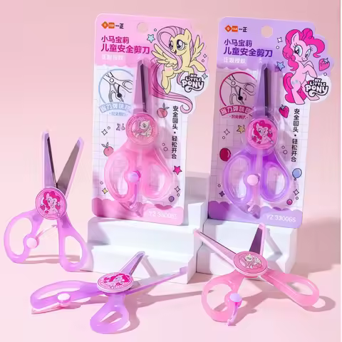 My Little Pony Kids Safety Scissors, Auto‑rebound Round Tip No‑hurt Hands, Kindergarten Handmade Pap