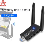 Actual 1300M USB WIFI6 Adapter Dual Antenna 1300M Network Card AX1800 Dual Band 2.4G 5G WiFi Adapter