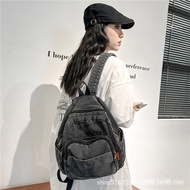 Simple Casual Korean Version Denim Washable Backpack Mori Student ins Schoolbag Backpack Denim Retro