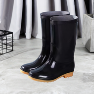 Long Boots Black Boots with Yellow Soles Waterproof Model A1150 Height 14 Inches Made in Thailand -