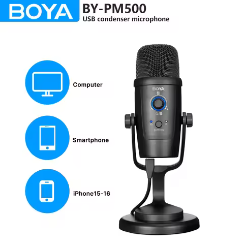 BOYA BY-PM500 Gaming Condenser USB Microphone for PC Mobile Phone Android Windows Mac Youtube Record