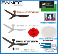Fanco Delgala DC Ceiling Fan, Remote, add on: LED Light |3-COLOURS - WHITE | WOOD |MBK | SIZES-45" | 52" | Fanco Delgala 52 DC motor ceiling fan | DC-159 Brushless Motor | Energy saving | 4-YEARS WARRANTY | FREE EXPRESS DELIVERY