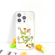 蘇鐵芽與草地菇手作押花手機殼 適用於iPhone Samsung Sony全系