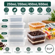 (50pcs)Disposable Square Plastic Food Container / Tupperware Bekas Kek Tornado / Bekas Petak / SQ250