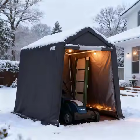 6x8 ft Portable Storage Shed with Dual Zipper Doors & Vents Waterproof UV Resistant Motorcycle Carpo