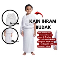 Kain Ihram Kanak-Kanak Lelaki Instant | Kain Ihram Budak Lelaki Cotton | Tebal & Serap Peluh | Haji 