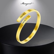 Meaeguet Personalized Promise Ring for Her,Spiral Name Ring Adjustable,Free Engraved Two Name for  W