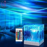 OCEANMAP Water Ripple Crystal Lamp, Cube 16 Colors Light Ocean Waves Projector Light, Flame Nightlig