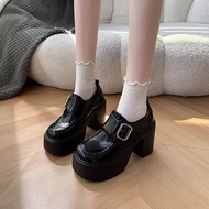 Mary Jane Shoes Women's Shoes High Heel Shoes Small Leather Shoes British Thick Heel Tea Break Witch
