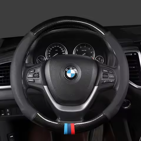Carbon Fibre Leather Car Steering Wheel Cover 38cm For BMW X1 X2 X3 X4 E84 F84 F39 E83 F25 G01 F97 F