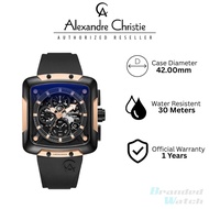 [Official Warranty] Alexandre Christie 3039GCRBRBA Silicone Strap Chronograph Men Watch Water Resist