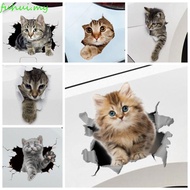 FUHUI Car 3D Cat Stickers, 3D Cat Animal Styling Cat in The Crack Sticker, Car Accessories Creative 