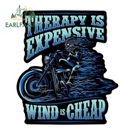 EARLFAMILY 13cm x 11.6cm Therapy Is Expensive Wind Is Cheap Skull Car Sticker Waterproof Aquaflask T