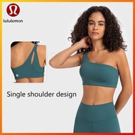 Lulu One Shoulder Yoga Sports Bra Rib Material Detachable Chest Pads DW369