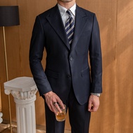 Mr. Lusan Men's Formal Wear Work Clothing Striped Suit Versatile Workplace British Fashion Casual Wool Suit