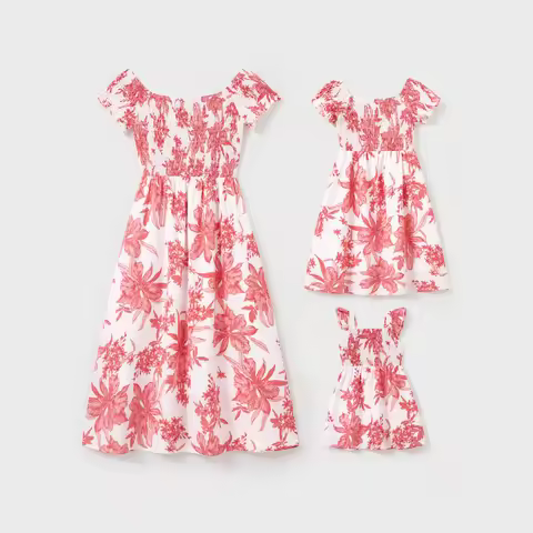 PatPat Family Matching Floral Print Maxi Dress Elegant Off-Shoulder Design for Mommy & Me