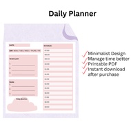 Digital PDF Daily Planner | To-Do List Goals Tracker Journal | Productivity Minimalist Planner