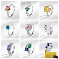 [With Gra Certificate]  Light Luxury Inlaid Colored Diamond Moissanite Ring High-end Y2K Versatile J