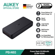 AUKEY Powerbank 20000mah PB-N93-BK VOOC USB C 22.5W PD 3.0 Slim