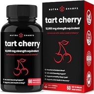 Organic Tart Cherry Concentrate - 1000mg Premium Uric Acid Cleanse Supplement - Cherry Juice Extract Powder Pills for Inflammation, Pain Relief, Muscle Recovery &amp; Sleep - 60 Vegan Capsules