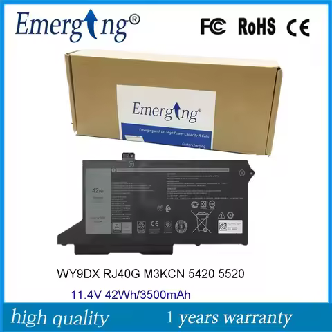 11.4V 42Wh WY9DX Battery for Dell Latitude 5420 5520 005R42 RJ40G 0WK3F1 M3KCN 3ICP5/57/79
