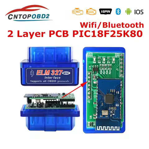 Super Mini ELM327 Bluetooth V1.5 With Double Pic18f25k80 WIFI ELM 327 V1.5 OBD2 Scanner Universal Di