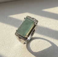 冰種藍水翡翠馬鞍戒指 925純銀 | 天然翡翠A貨 | 送禮