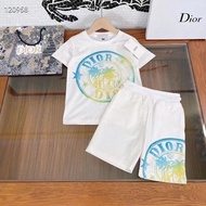 DIOR3636 Children's Suit Korean Version Fashionable Short-Sleeved LV T-Shirt+Shorts Suit Two-Piece T