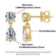 Taoyu 3CT 925 Sterling Silver Moissanite Earrings For Women Men Zircon Drop Earrings Minimalist Fine