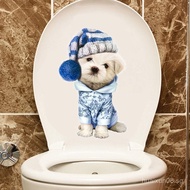 Bathroom Cartoon Cute Bichon Modern Decoration Home Stickers Waterproof Self-Adhesive Bathroom Toile
