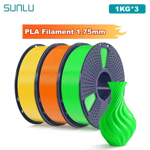 SUNLU 3KG PLA /Clear 3D Printer Filament 1.75mm 1000g Spool (2.2lbs) Neatly Arranged No Knot Filamen