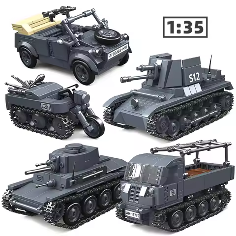 WW2 Tank World War II German Soldiers No. 1 Destroyer Track RSO/01 Truck Military Building Blocks Br