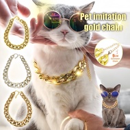 Pet Dog Cat Gold Chain Collar Pet Hip Hop Necklace Plastic RoseGold Imitation Chain Jewelry Pet Clot