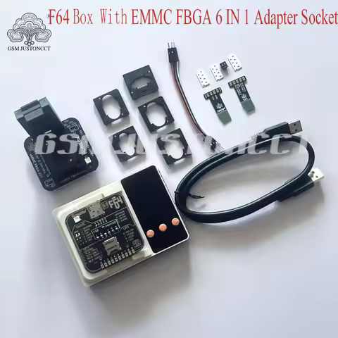 F64 uart lite box with emmc 6 in 1 socket for NAND programmers on the market that allows you to work