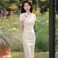 Improved Cheongsam Dress Improved Cheongsam Dress Elegant Retro Cheongsam New Women's Summer Improvement Dress Young Lace Waist-Tight Temperament Daily