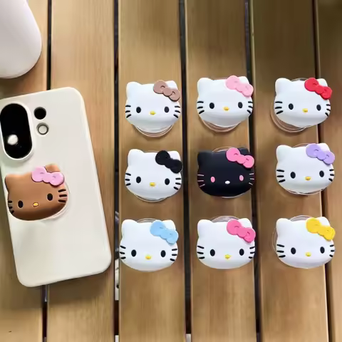 Cute Anime Hello Kitty Mobile Phone Cushion Bracket Interest Back Stick Telescopic Bracket Desktop O