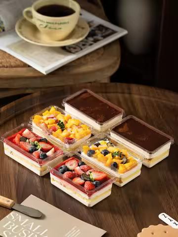 Tiramisu Cake Box Berry Layered Soy Milk Cake Packaging Disposable with Lid Transparent Baking Desse