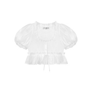 Áo babydoll tay phồng HYOMIN 2 tầng layer bèo bo chun eo - KILLSYSTEM