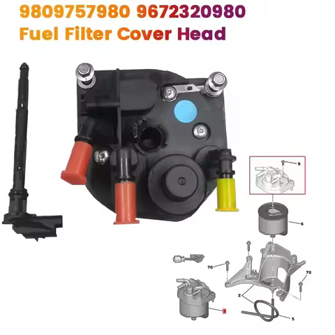 Car Fuel Filter Head with Center Tube 9809757980 for Peugeot 207 208 308 3008 Citroen Berlingo C3 C4
