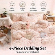 100% Cotton Bedsheet 4pcs Set | Ready Stock Malaysia | Super Soft | Machine Washable | For Single 3f