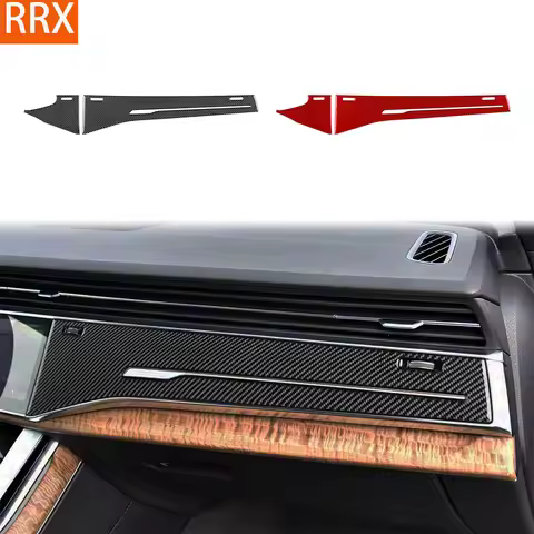 For Audi Q7 SQ7 Q8 SQ8 4M 2020-2025 Real Carbon Fiber Stickers co-pilot Dashboard Panel Car Accessor