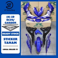 YAMAHA Y16 Y16ZR (6) 5D BLUE/CARBON COVER SET (STICKER TANAM) RAPIDO NEW ACCESSORY AKSESORI