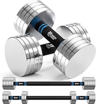Northdeer V2.0 Upgraded Adjustable Steel Dumbbells 40LB / 60LB - 2 in 1 Dumbbell Barbell Set for Hom