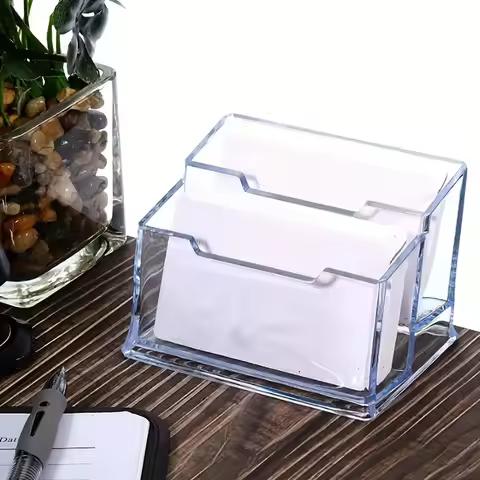 Acrylic Business Card Holder, 2 Card Slots Business Card Display & Card Holder Storage Bag, Office D